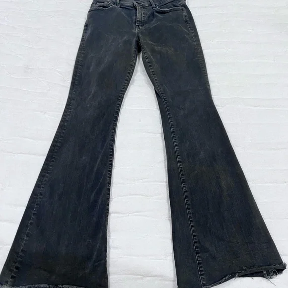 MOTHER Black Flare Wide Leg Jeans - Picture 1 of 8